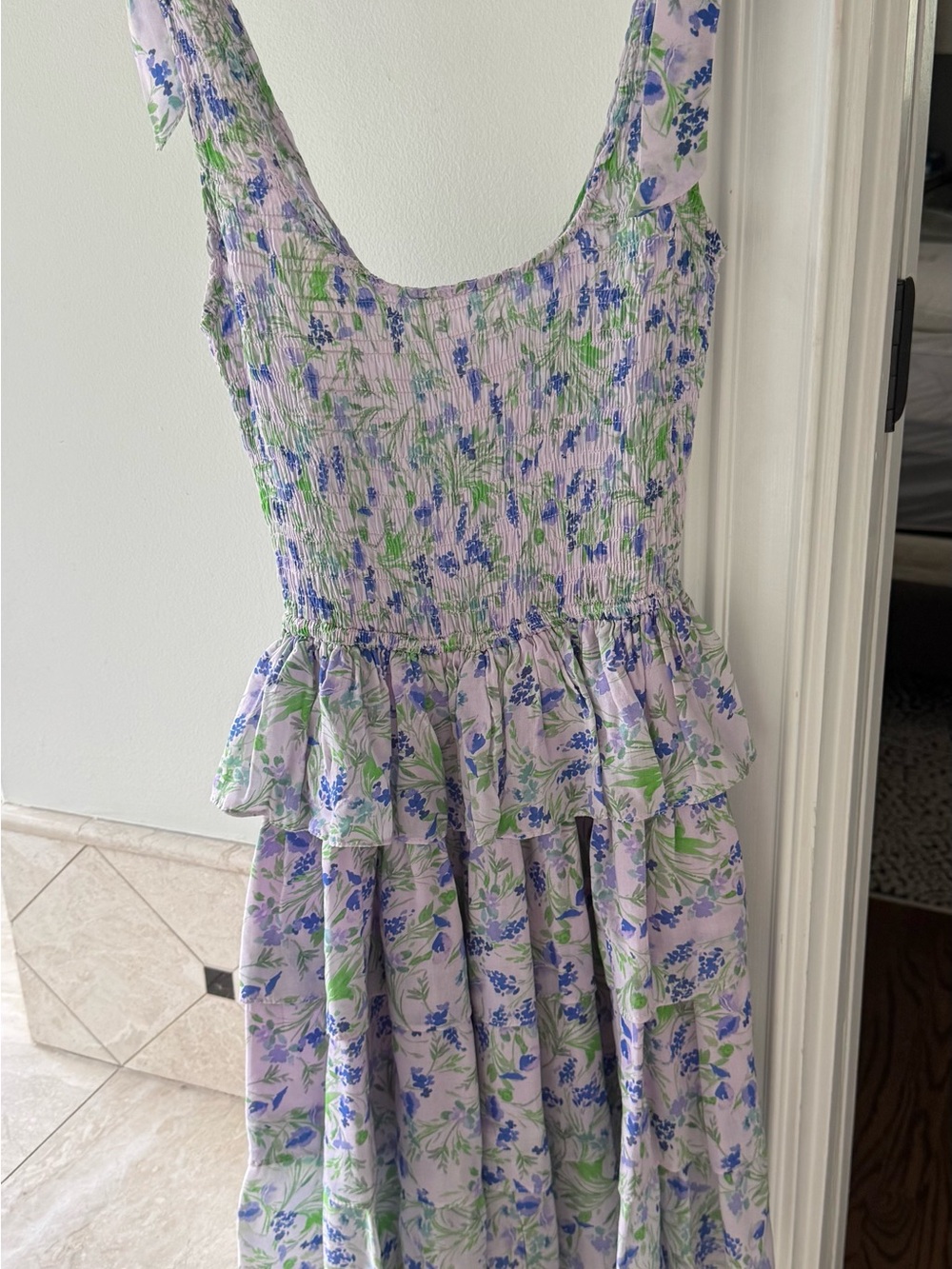 Olivaceous Lavender Floral Tie-Shoulder Sundress